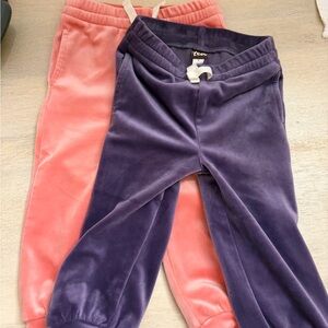 Tea Collection Kids Velour Joggers - Purple and Pink bundle ( price for both)
